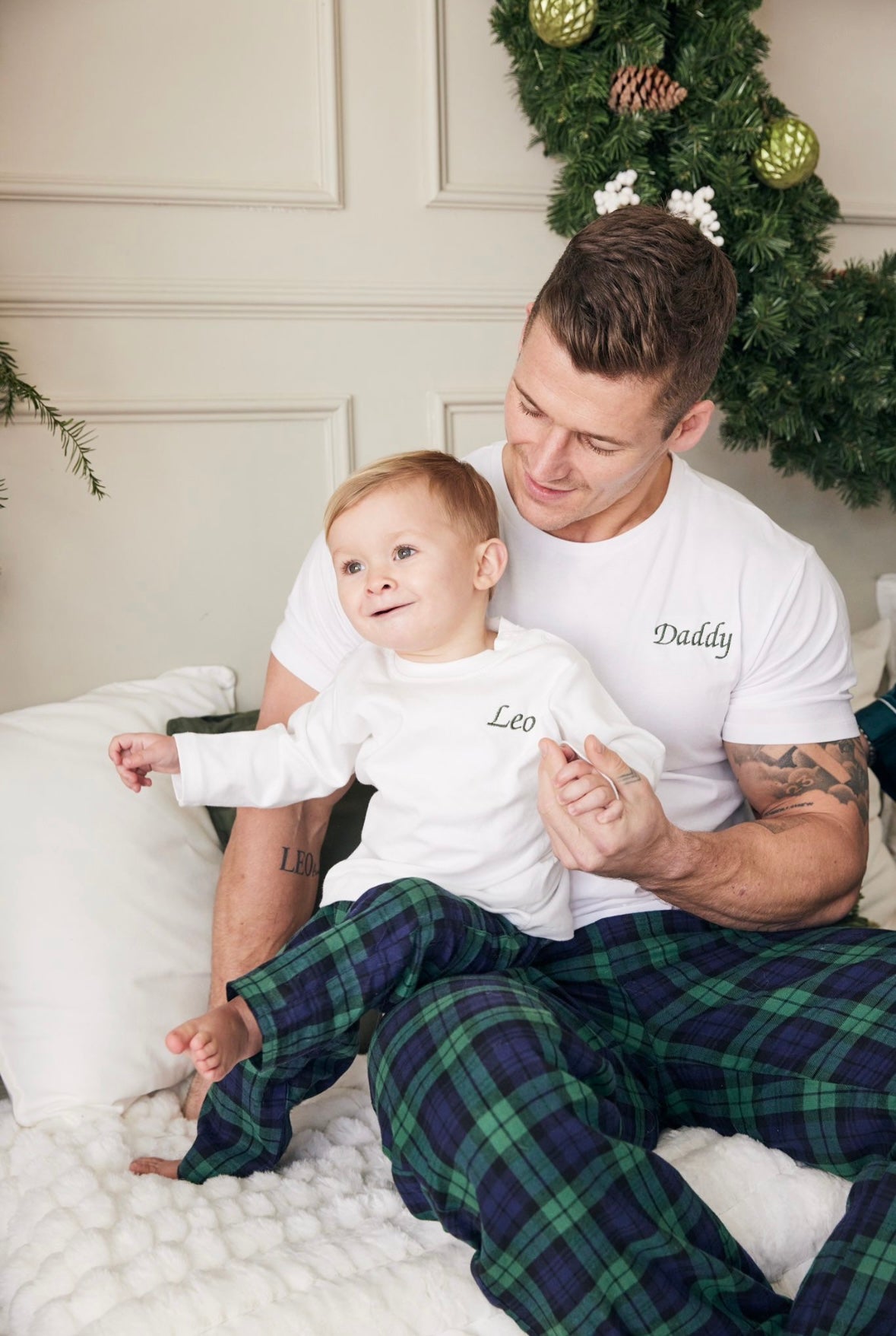 Kids Navy & Green Tartan loungewear