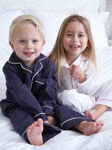 Boys Traditional Navy Cotton Pyjamas