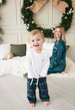 Load image into Gallery viewer, Kids Navy &amp; Green Tartan loungewear
