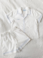 Load image into Gallery viewer, Traditional Blue Piping Cotton Pyjama’s
