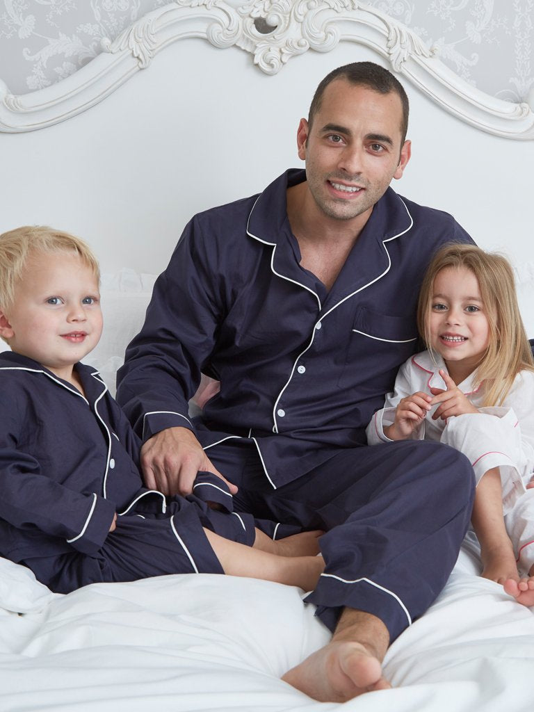 Boys Traditional Navy Cotton Pyjamas
