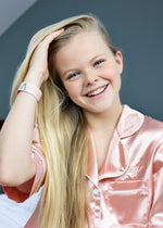 Load image into Gallery viewer, Mini Me Nude Satin Piped Short Pyjamas
