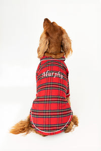 Personalised Tartan Christmas Dog Pyjamas