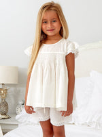 Load image into Gallery viewer, Girls Ivory Smock Short Set
