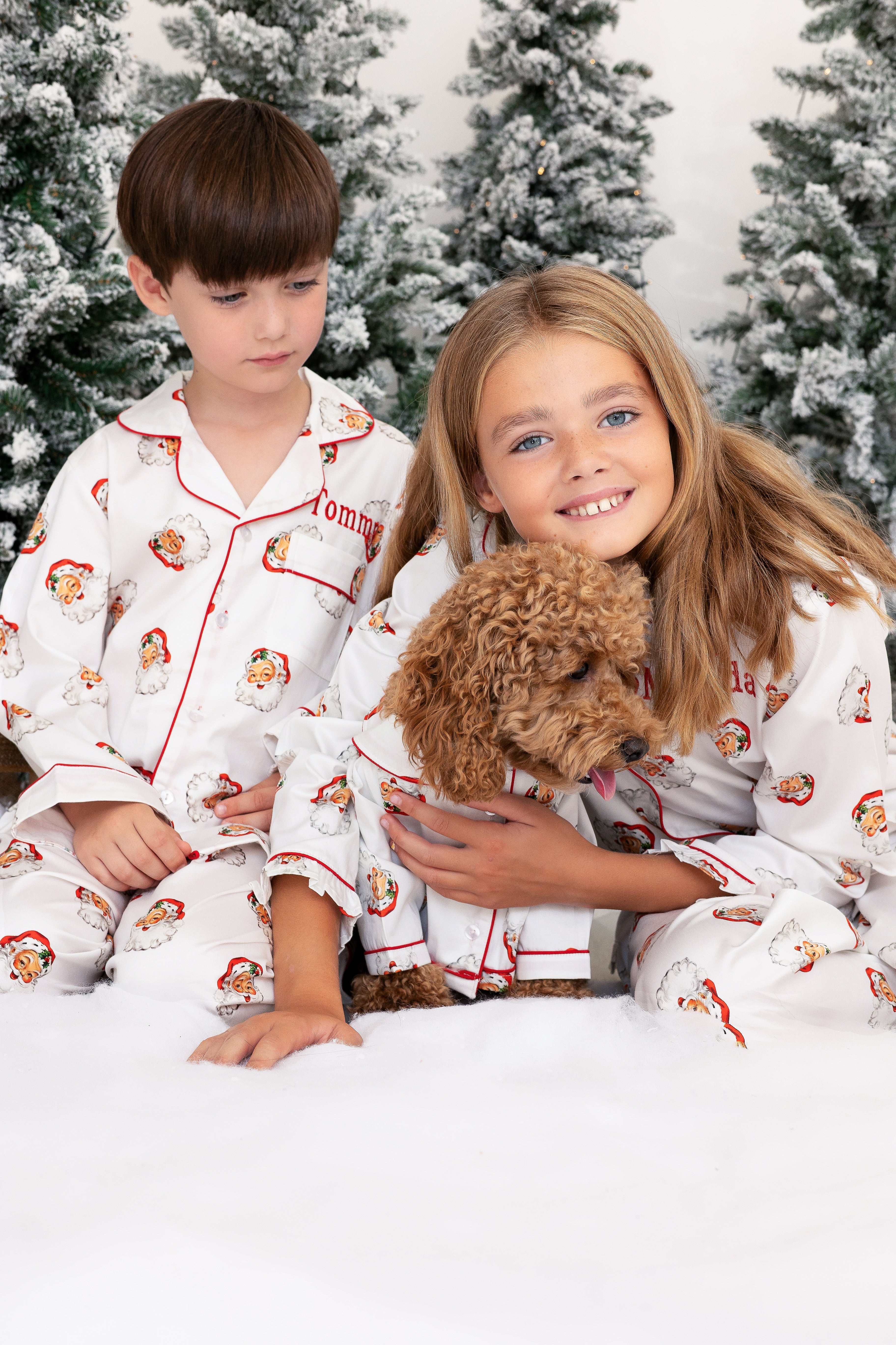Santa Dog Pyjamas family matching personalised