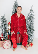 Load image into Gallery viewer, Adults Luxury Red Velvet Pyjamas
