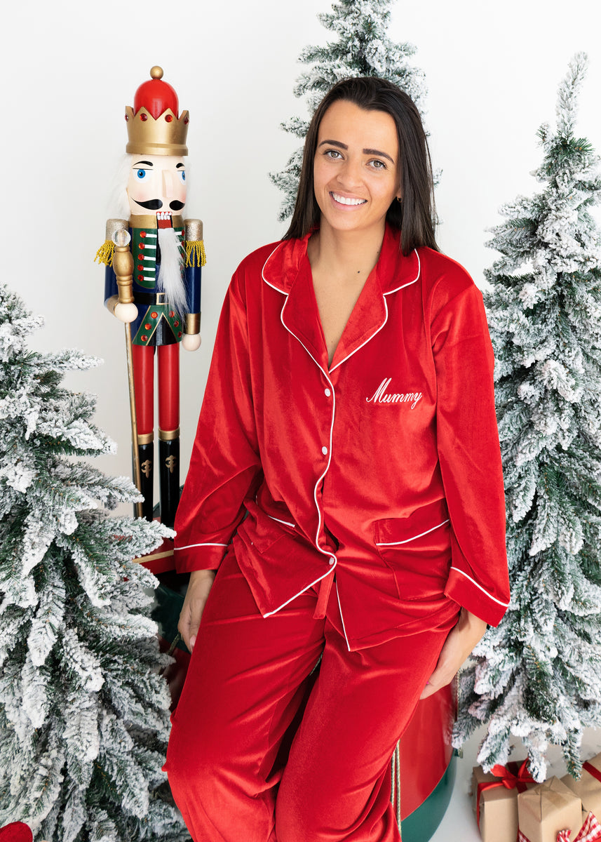 Adults Luxury Red Velvet Pyjamas – Dollylovesclothes