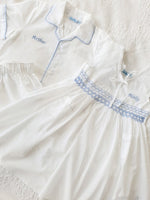 Load image into Gallery viewer, Traditional Blue Piping Cotton Pyjama’s
