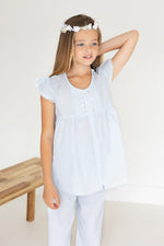 Load image into Gallery viewer, Blue Lace And Pintuck Pyjamas
