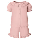 Load image into Gallery viewer, Girls Frill Linen Short Set
