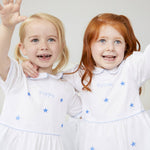 Load image into Gallery viewer, Personalised Girl&#39;s Cotton Blue Star Dress
