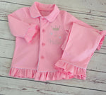 Load image into Gallery viewer, Girls Pink Ruffle Crown Pjs
