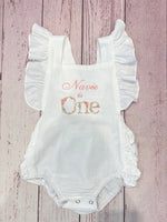 Load image into Gallery viewer, Floral One Birthday Romper

