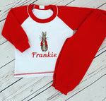 Load image into Gallery viewer, Red Raglan Rabbit Pjs
